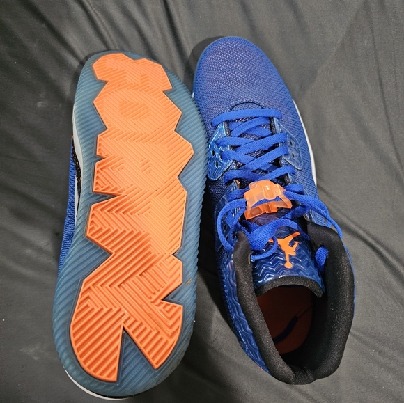 Blue and orange Spike Lee Jordans